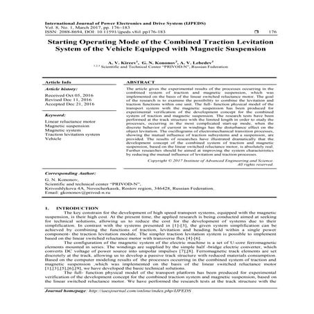 Starting Operating Mode of the Combined Traction Levitation System of the Veh...