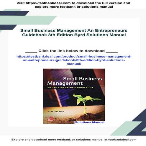 Small Business Management An Entrepreneurs Guidebook 8th Edition Byrd ...
