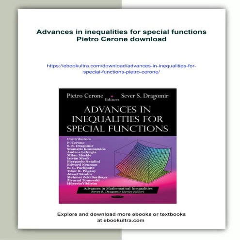 Advances In Inequalities For Special Functions Illustrated Edition ...