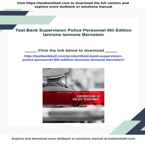 Test Bank for Effective Police Supervision, 8th Edition, Larry S ...