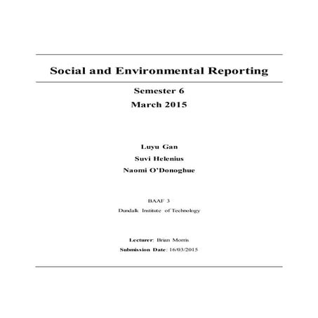 Social and Environmental Reporting - An Essay