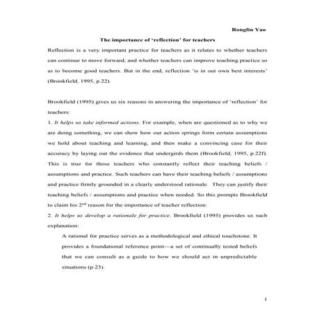 The importance of ‘reflection’ for teachers