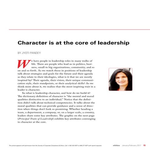 Character is the core of leadership