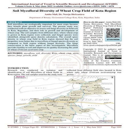 Soil Mycofloral Diversity of Wheat Crop Field of Kota Region