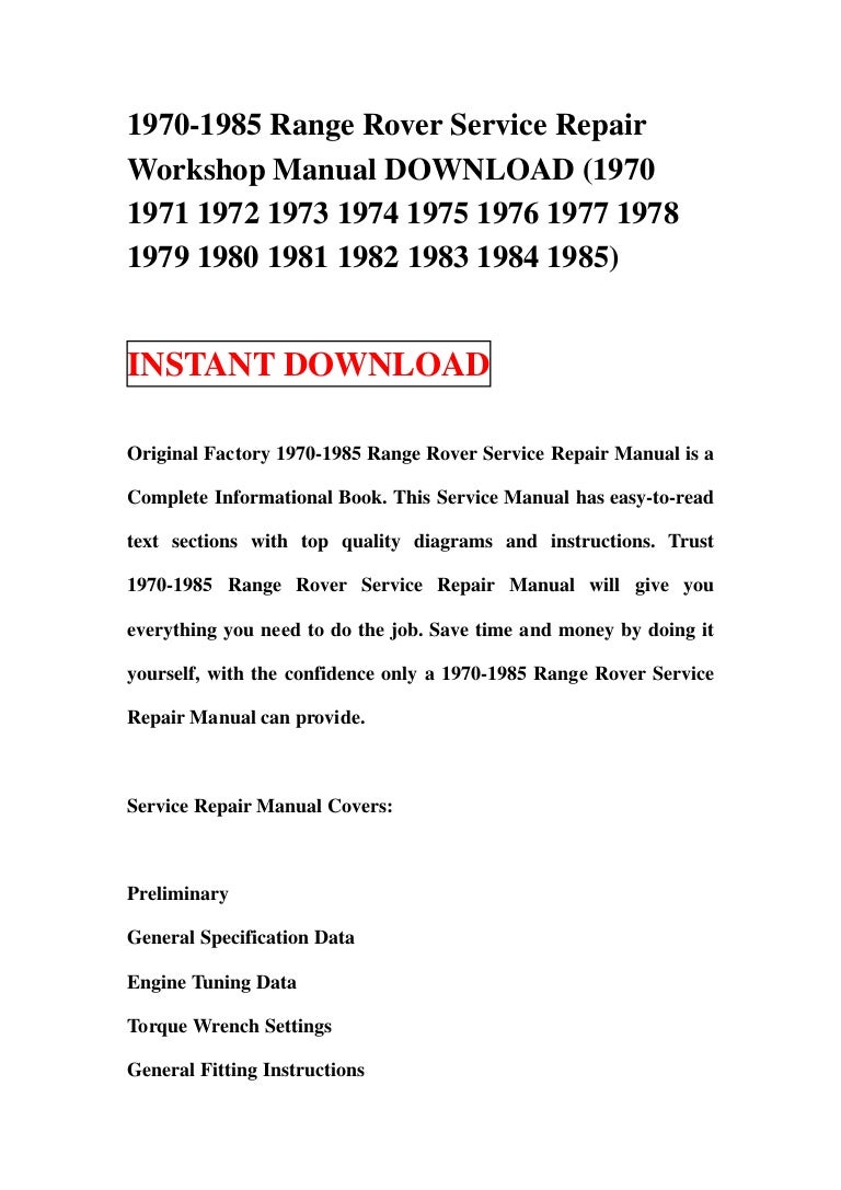 1970 1985 range rover service repair workshop manual download (1970 1…