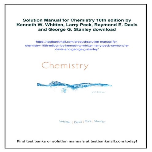 Solution Manual for Chemistry 10th edition by Kenneth W. Whitten, Larry ...