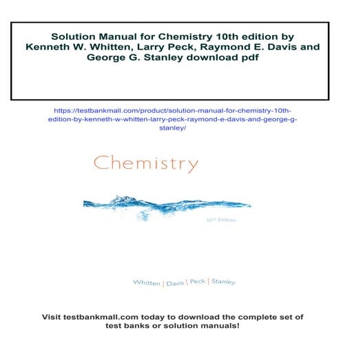 Solution Manual for Chemistry 10th edition by Kenneth W. Whitten, Larry Peck,...