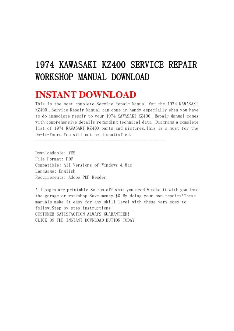 1974 Kawasaki Kz400 Service Repair Workshop Manual Download | 2019 Ebook  Library