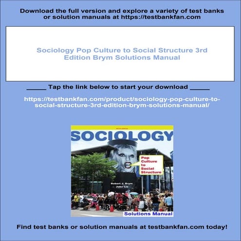 Sociology Pop Culture to Social Structure 3rd Edition Brym Solutions Manual