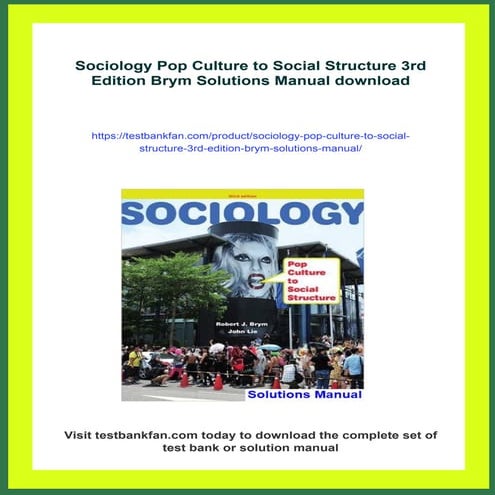 Sociology Pop Culture to Social Structure 3rd Edition Brym Solutions Manual
