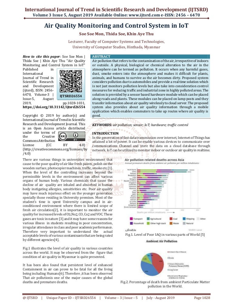 Air Quality Monitoring and Control System in IoT