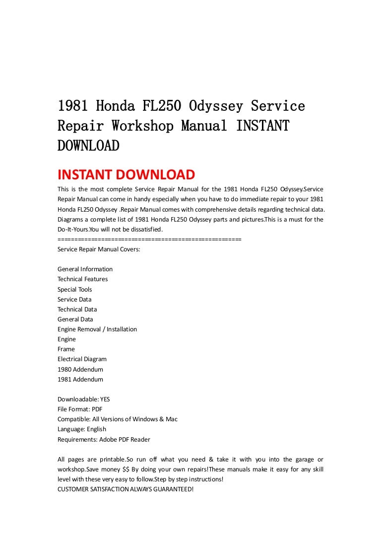 1981 honda fl250 odyssey service repair workshop manual instant downl…