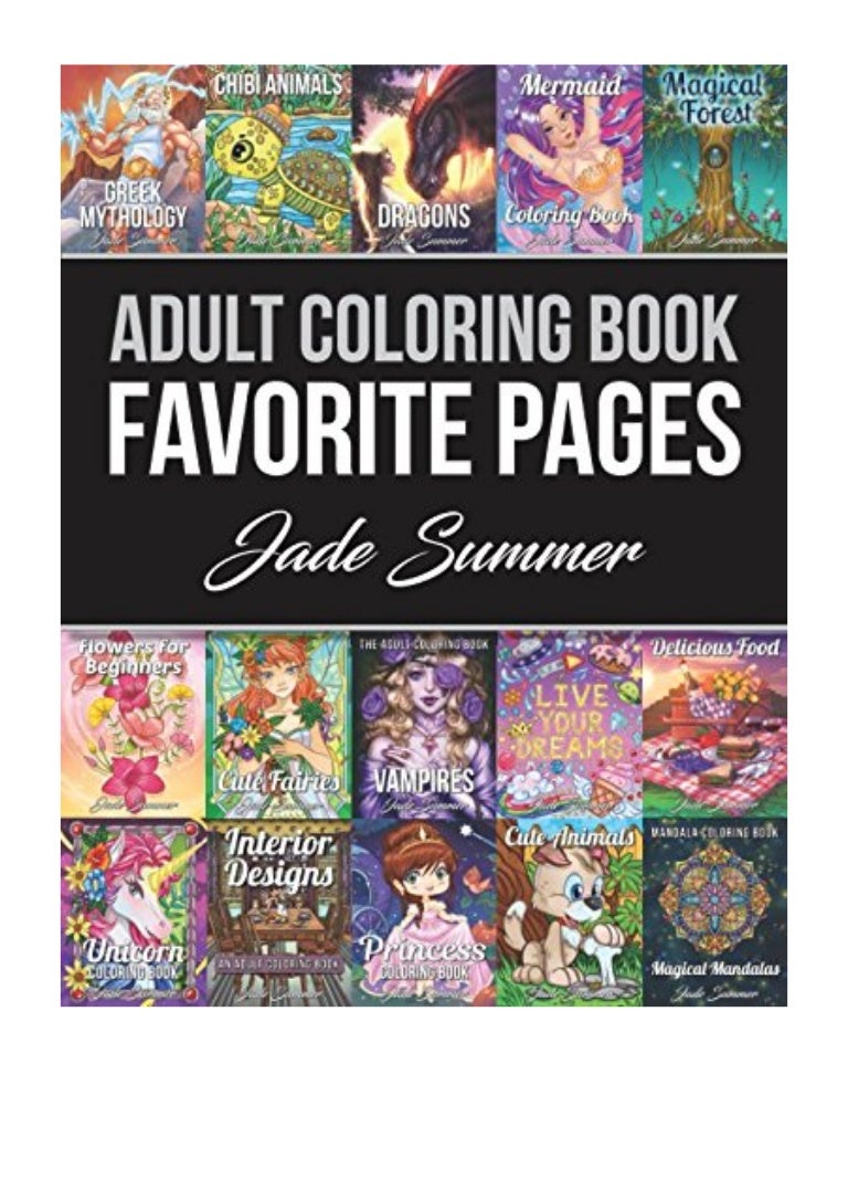 Adult Coloring Book PDF Jade Summer Favorite Pages 50 Premium Col…