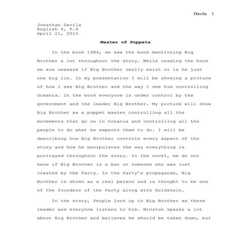 1984 Big Brother Interpretation