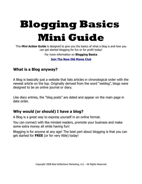 The Basics of Blogging | PDF