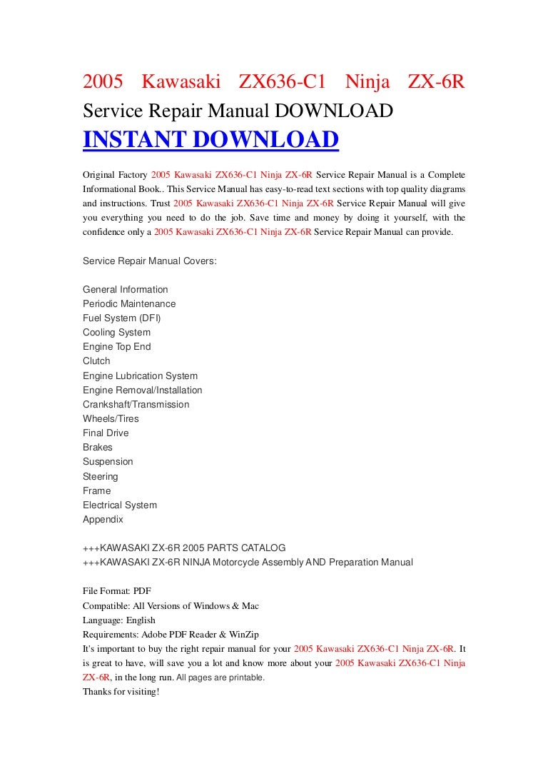 2005 Kawasaki ZX636-C1 Ninja ZX-6R Service Repair Manual DOWNLOAD