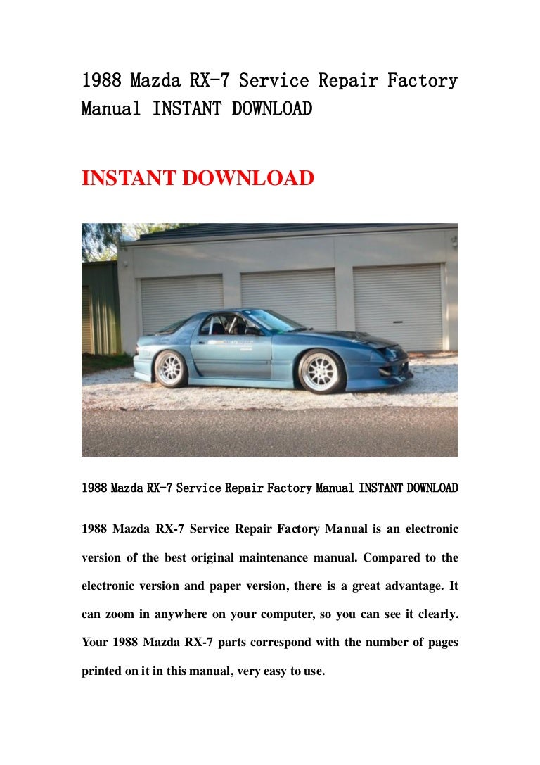 1988 mazda rx 7 service repair factory manual instant download
