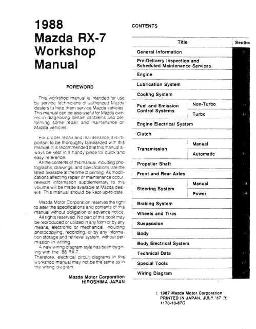 Mazda RX-7 Body Shop Manual Service Repair Book – 1992-2002 Turbo FD R1 – Used