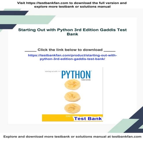 Starting Out with Python 3rd Edition Gaddis Test Bank | PDF