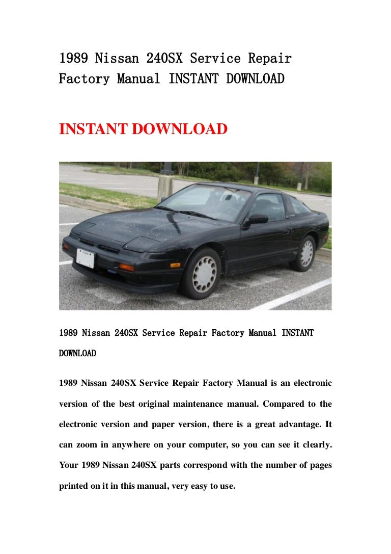 1992 Nissan 240sx Fastback Coupe Service Manual Shop Repair 240 Sx Auto Parts And Vehicles Auto Parts Accessories