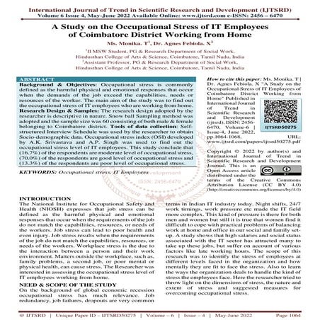 A Study on Occupational Stress Among Bus Drivers | PDF