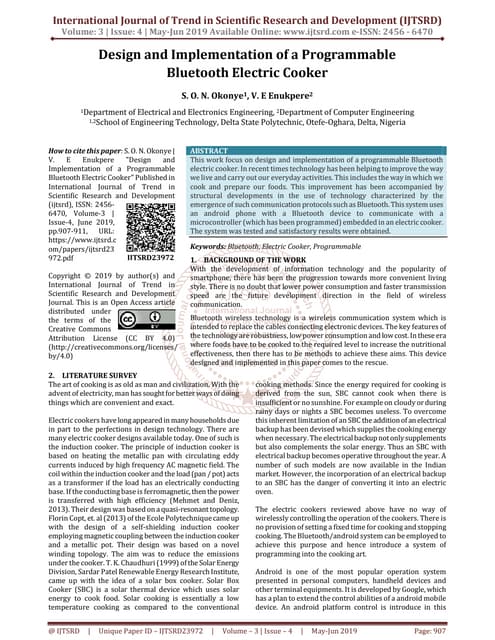 Design and Implementation of a Programmable Bluetooth Electric Cooker Circuit Diagram