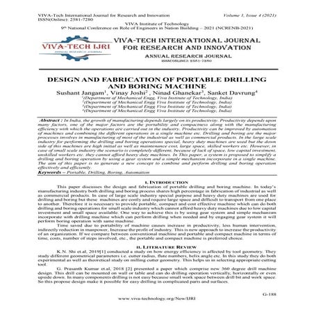 DESIGN AND FABRICATION OF PORTABLE DRILLING  AND BORING MACHINE