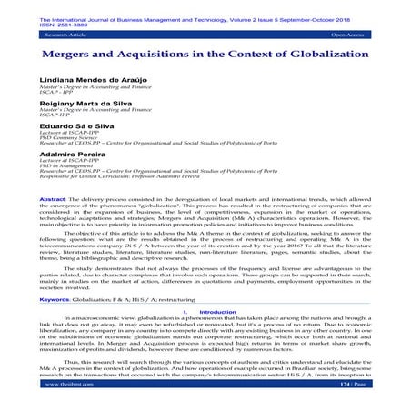 Mergers and Acquisitions in the Context of Globalization | PDF