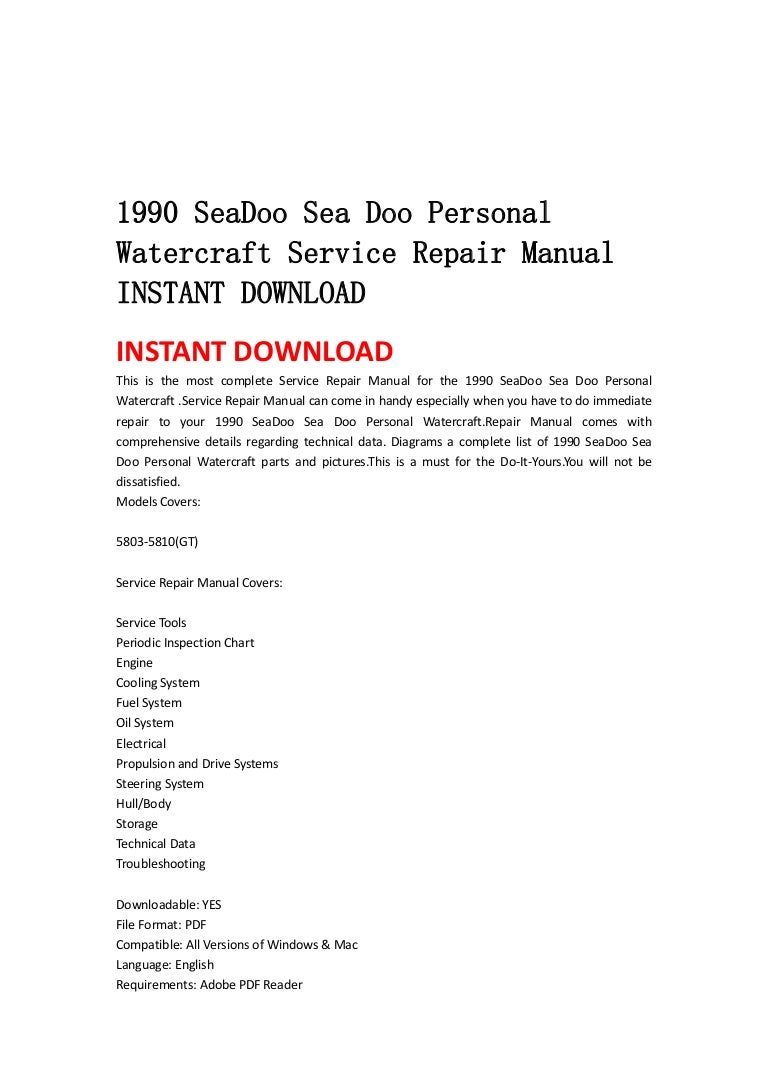 1999 Seadoo Service Repair Manuals Instant Download