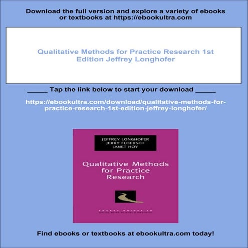 Qualitative Methods for Practice Research 1st Edition Jeffrey Longhofer