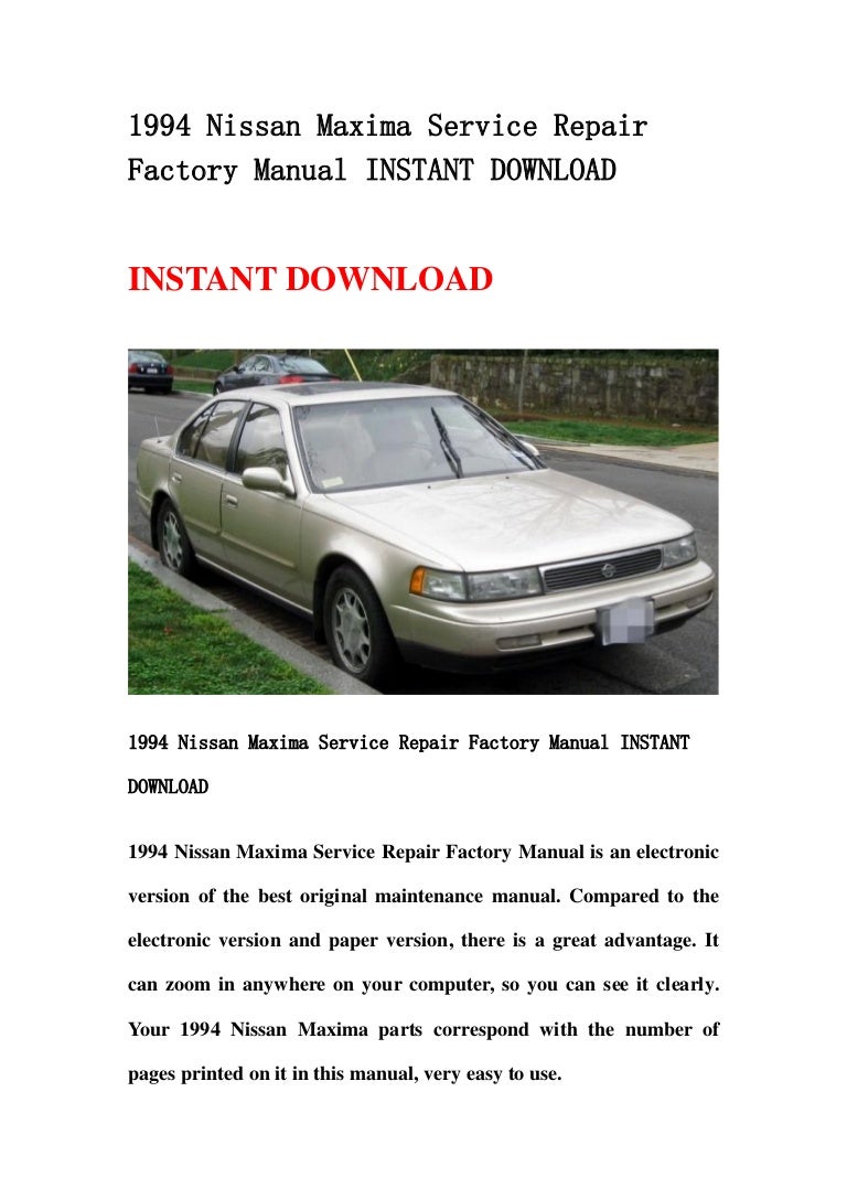 1994 Nissan Altima Factory Service Manual Download