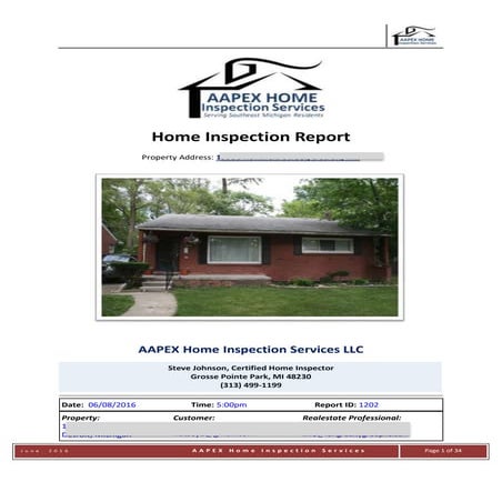 一份價值270元美金的美國底特律detroit房地產inspection report