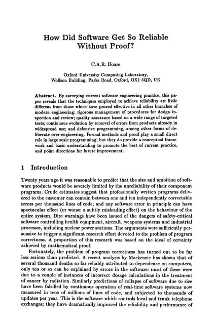 How did Software Got So Reliable Without Proof?