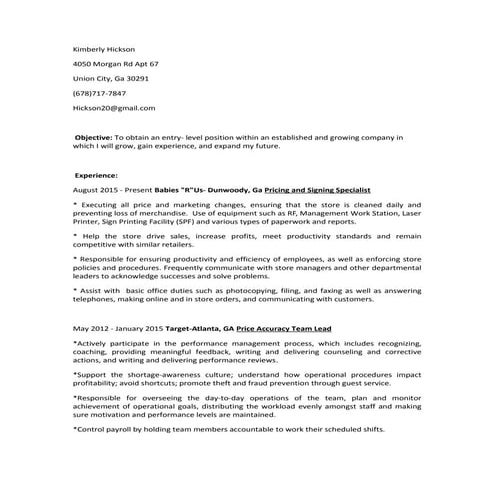 Michelle - Resume | DOC