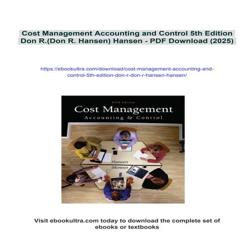Cost Management Accounting and Control 5th Edition Don R.(Don R. Hansen ...