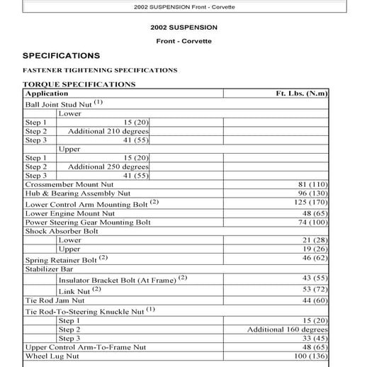 1997 CORVETTE SERVICE MANUAL TORREN visual data 7