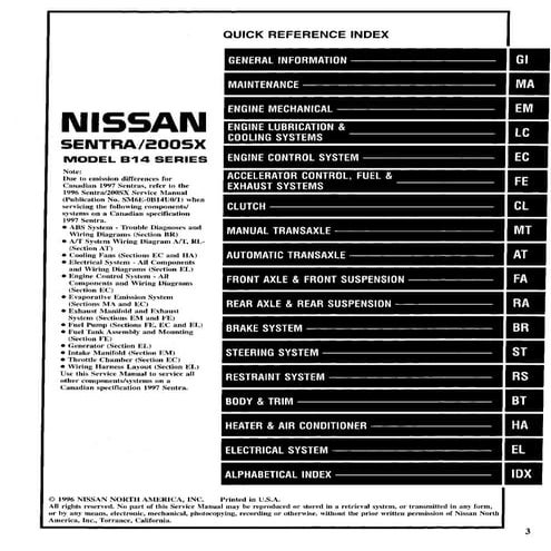 1997 Nissan Sentra Service Repair Manual pdf