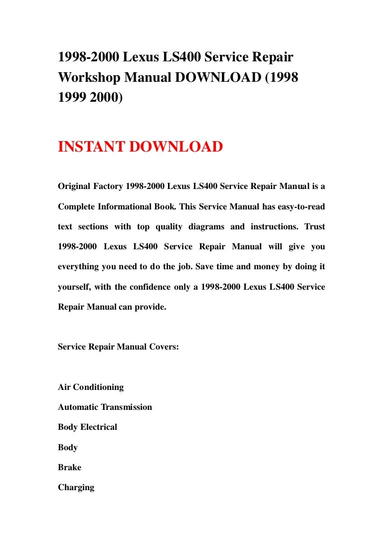 1998 2000 lexus ls400 service repair workshop manual download (1998 1…