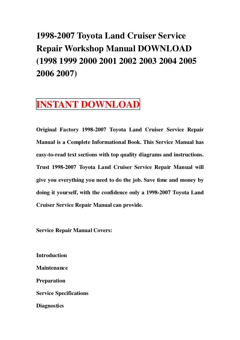 1998 2007 toyota land cruiser service repair workshop manual download… Dodge  Durango ...