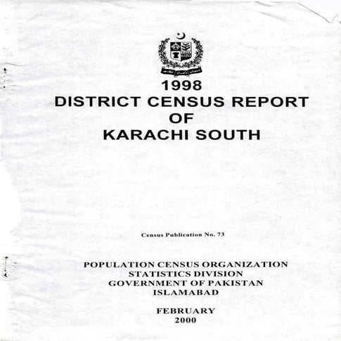1998 District Census Report Of Karachi South.PDF