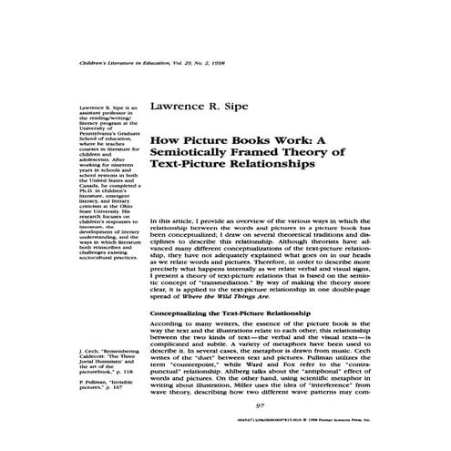 1998 how picture books work a semiotically framed theory of text-picture rela...