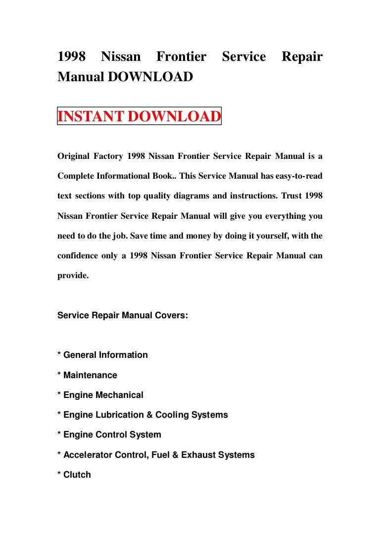 1998 nissan frontier service repair manual download