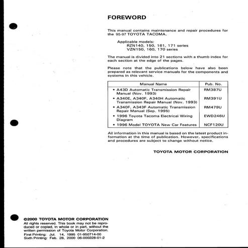 1998 TOYOTA TACOMA SERVICE MANUAL PDF visual data 4