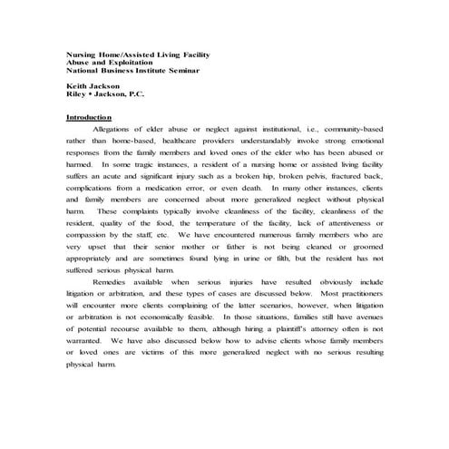 Seminar - Nursing Home Abuse