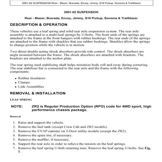 1999 CHEVY S10 REPAIR MANUAL PDF visual data 4
