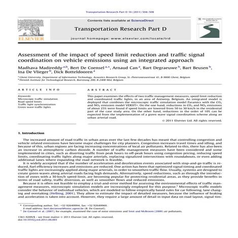 6. Assessment of impact of speed limit reduction and traffic signal