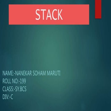 Project on stack Data structure | PPT