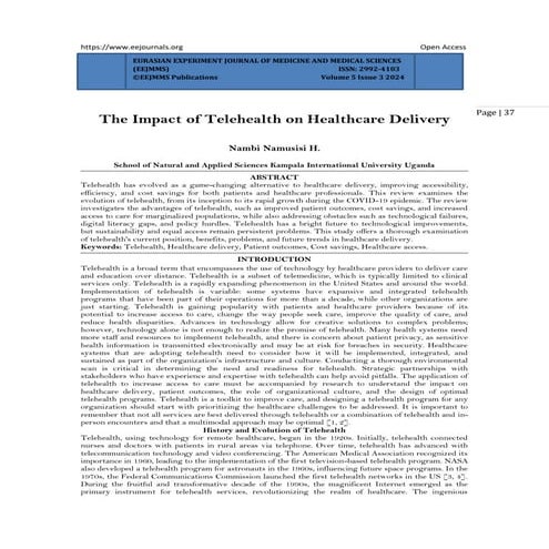 The Impact of Telehealth on Healthcare Delivery (www.kiu.ac.ug)