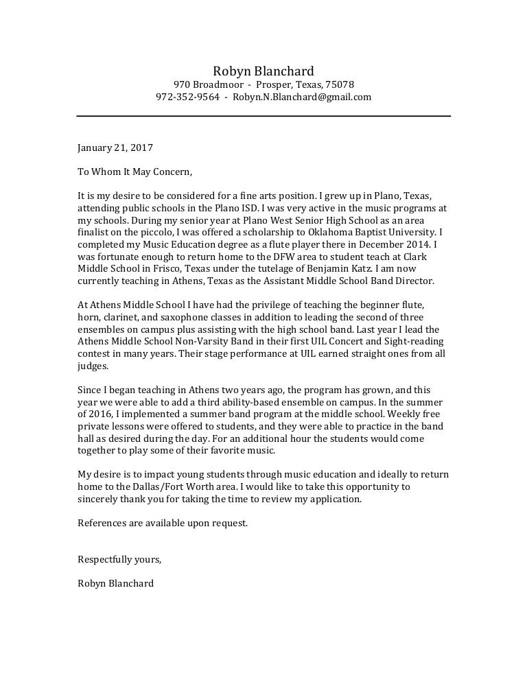 Cover Letter Fine Arts 1212017