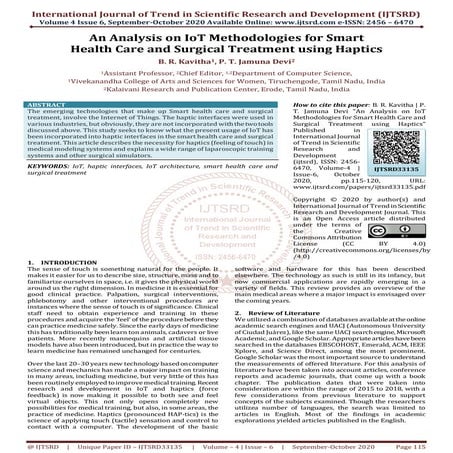 Survey of IOT based Patient Health Monitoring System | PDF